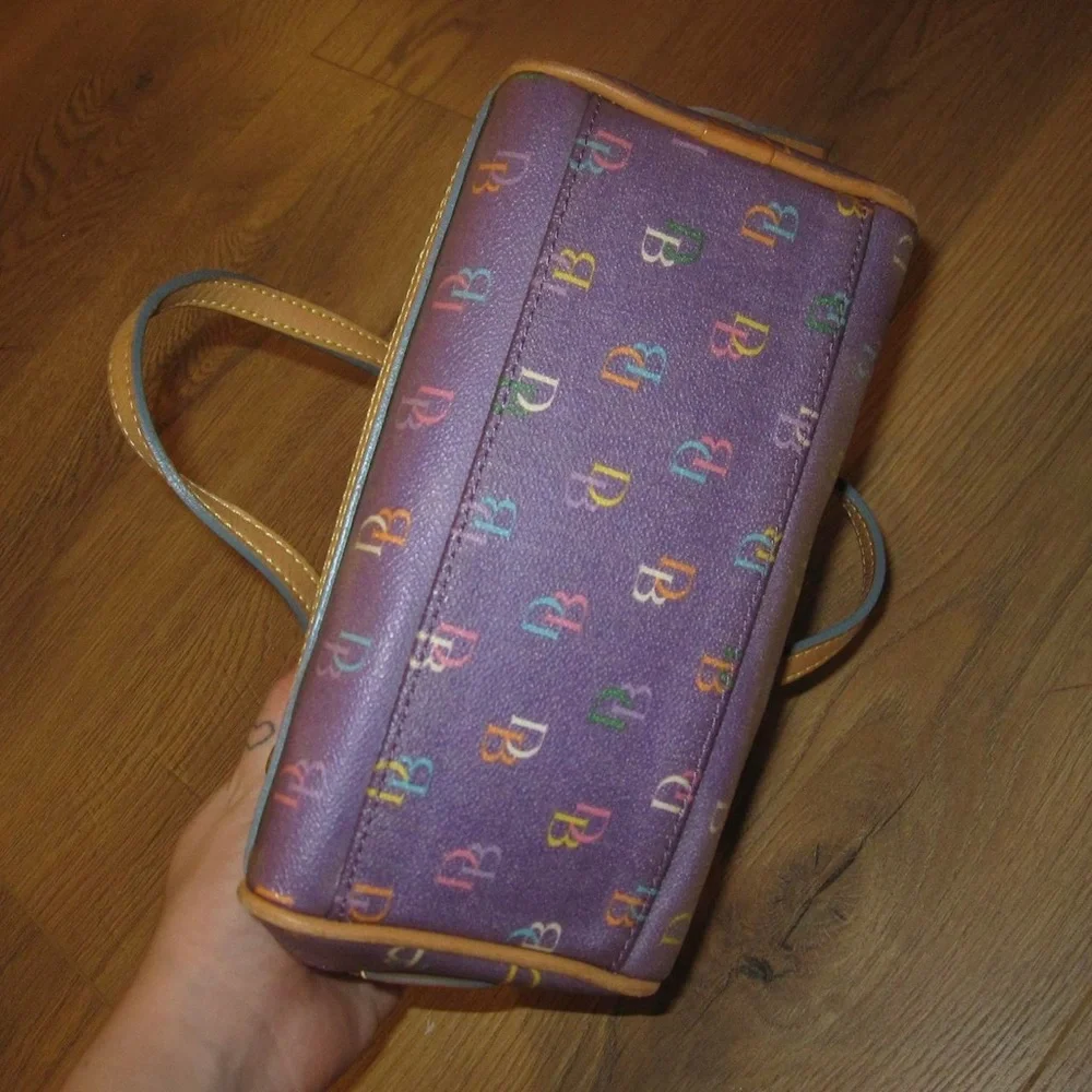 Dooney & Bourke Purple and Tan Handbag with Heart Charm - Picture 5 of 5